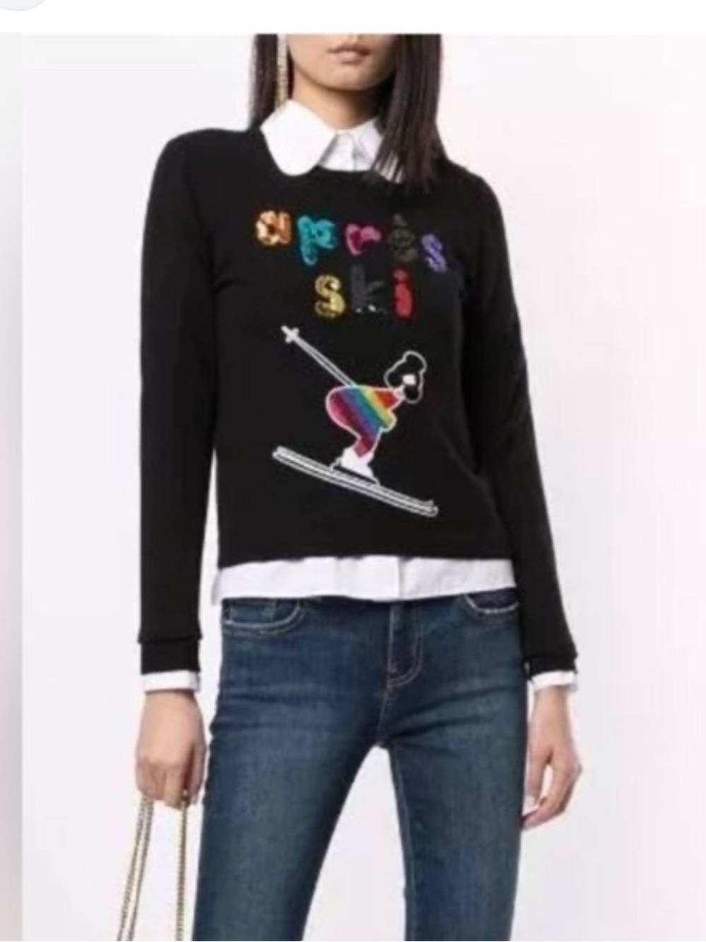 Alice + Olivia Black Sequin 'Après Ski' Pullover Sweater